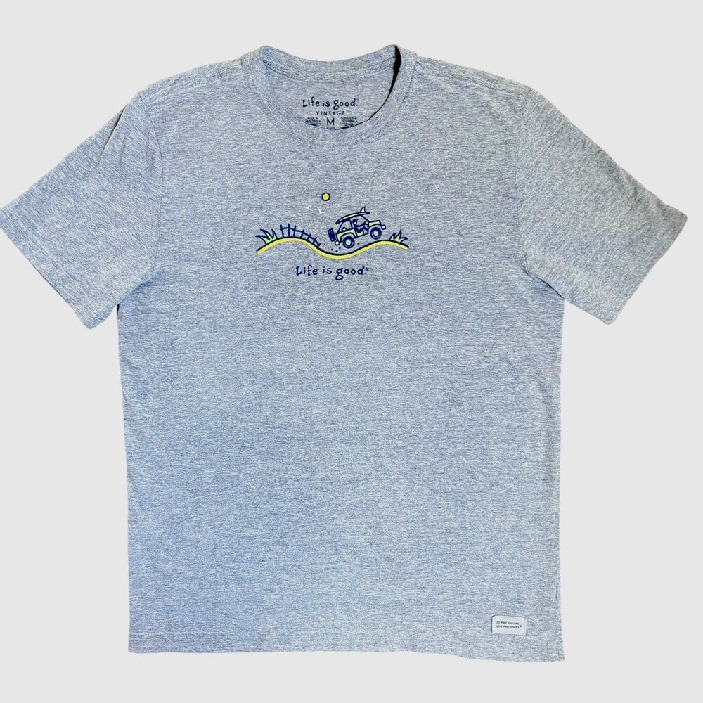 Life Is Good Men's‎ Medium Gray Short Sleeve Crusher Tee Off Road Shirt Casual